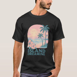 Öns Drömmeri Tropisk Solnedgång Hibiskus Palmträd T Shirt