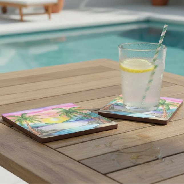 Öns Tropiska Strand Solnedgång Stenunderlägg (Skapare uppladdad)