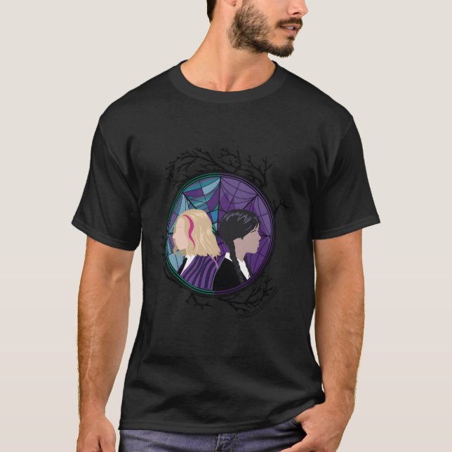 Onsdag Enid-Spindelnätet för fastsatt glas Silhoue T Shirt (Framsida)
