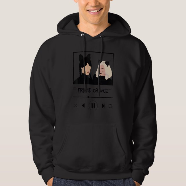 Onsdag Och Enid Spåra Vän eller Elände Hoodie (Framsida)