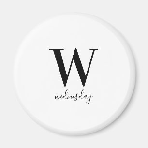 Onsdag Typografi svart vit modern Magnet