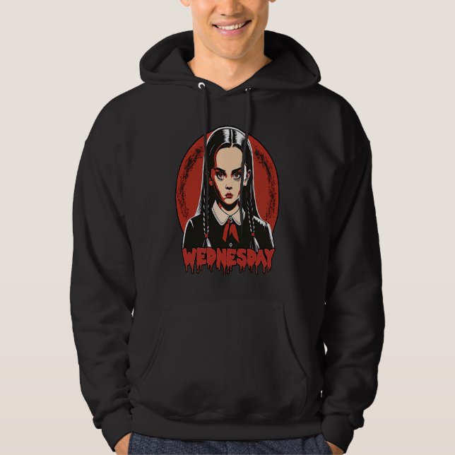 Onsdags Gothic Blood Moon Goth Tjej Hoodie (Framsida)