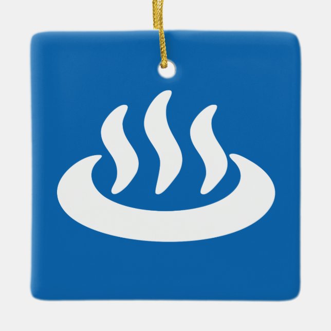 Onsen ♨ Hett Vår 温 泉 japanskt tecken Julgransprydnad Keramik (Framsida)