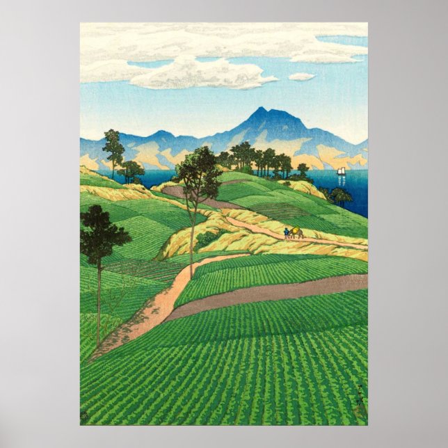 Onsen Range Seen från Amakusa Kawase Hasui 1922 Poster (Framsidan)