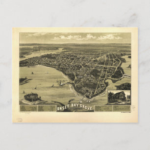 Onset Bay Grove Wareham Massachusetts Karta (1885) Vykort