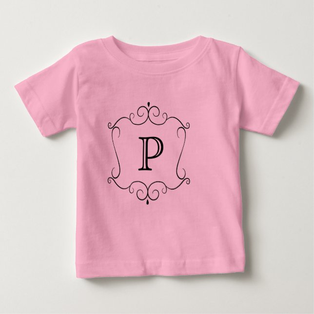 OnsieA för utsmyckad MonogrambabyTutu gullig T-shirt (Framsida)
