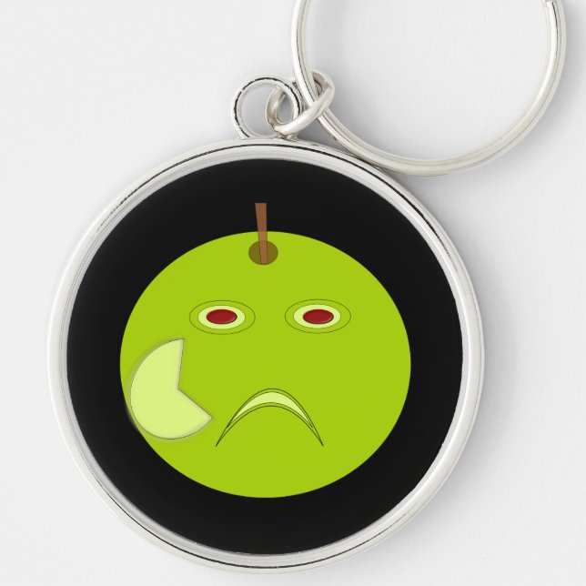 Onska äpple med Scar Halloween Keychain Rund Silverfärgad Nyckelring (Framsidan)