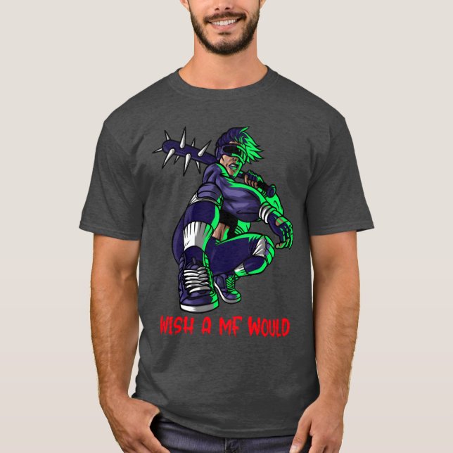 önska att en mf skulle rolig t shirt (Framsida)
