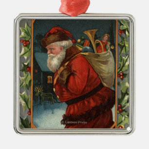 Önska dig en glad ChristmasSanta marsch Julgransprydnad Metall