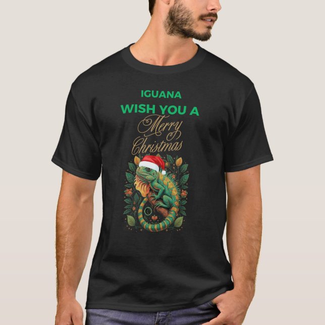 ÖNSKA DIG EN IGUANA GOD JUL T SHIRT (Framsida)