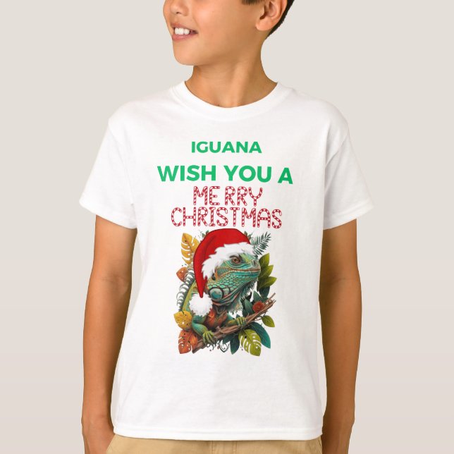 ÖNSKA DIG EN IGUANA GOD JUL T SHIRT (Framsida)