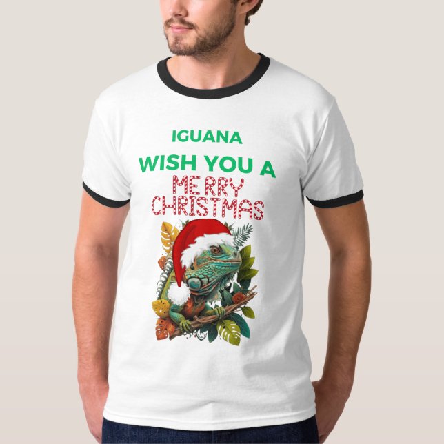 ÖNSKA DIG EN IGUANA GOD JUL T SHIRT (Framsida)