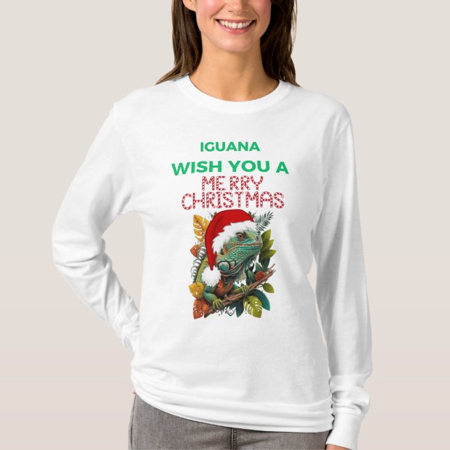 ÖNSKA DIG EN IGUANA GOD JUL T SHIRT (Framsida)