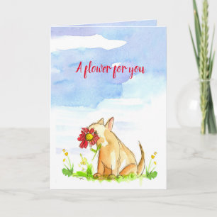 Önska dig en lycklig dagblomma för dig hunden kort