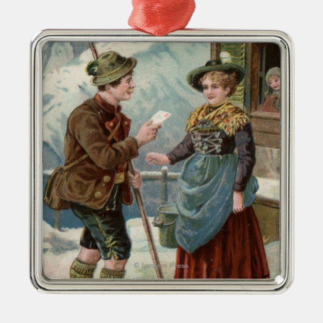 Önska dig en lycklig ny YearMountain plats Julgransprydnad Metall (Framsidan)