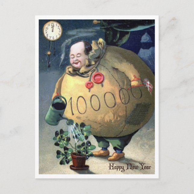 Önska dig ett nytt år för Lycklig och Rik Vykort (Framsida)