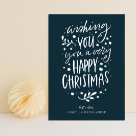 Önska dig God jul Blue Script Business Julkort