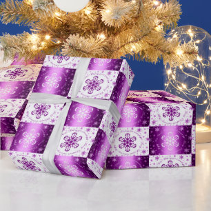 "Önska dig god jul" lilor & vit Presentpapper