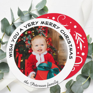 Önska dig mycket God jul Cirkelfoto Julkort