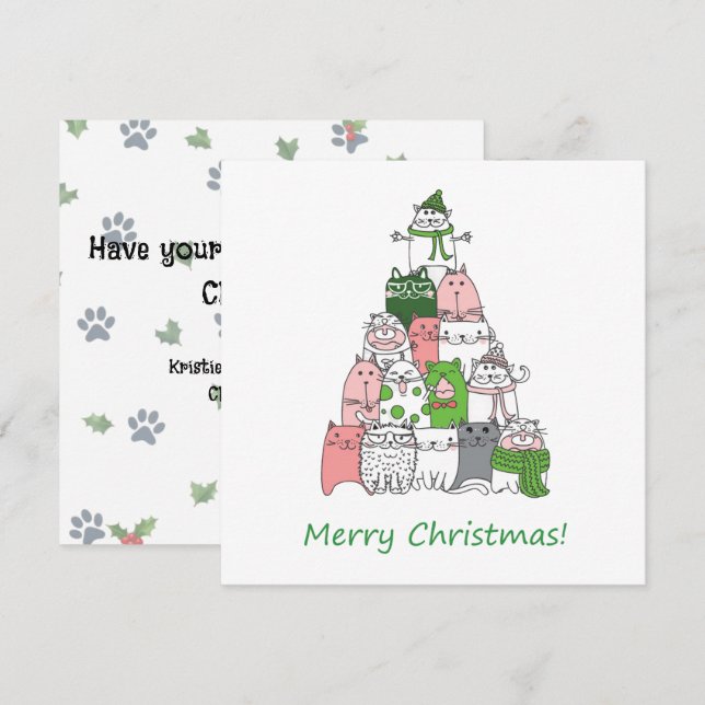 Önska er en lurvig liten jul! julkort (Fram/baksida)