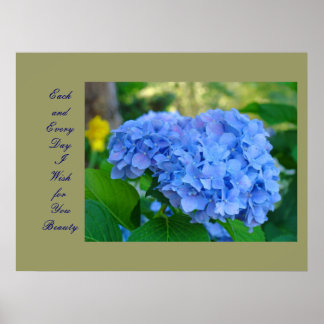 Önska för dig Skönhet konsttryck Blå Hortensia kon Poster