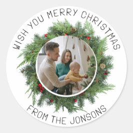 Önska God jul-fästaren - Festive Helgdag Runt Klistermärke