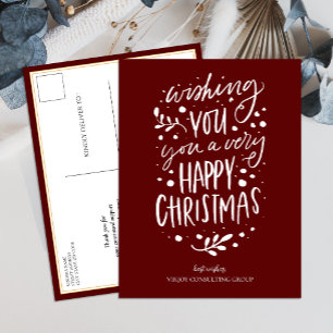 Önska God jul Red Script Business Helg Vykort
