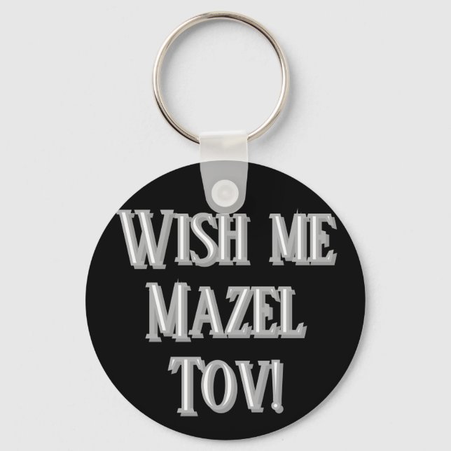 Önska mig Mazel Tov (vit) Nyckelring (Framsida)