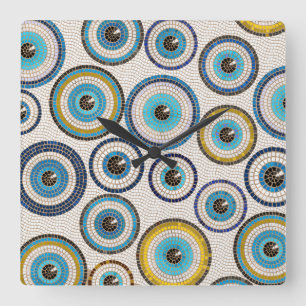 Onska Öga Mosaic Tile Mönster Fyrkantig Klocka