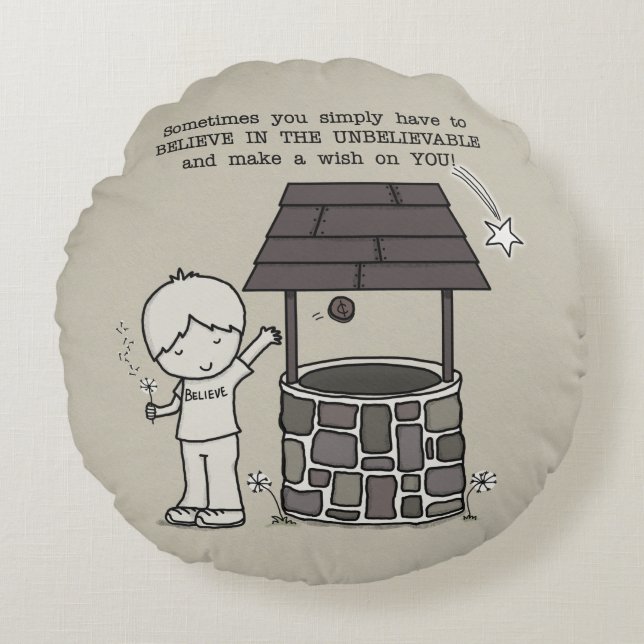 Önska på dig! rund kudde (Framsidan)