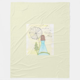 Önska på en dandelion liten flicka fleecefilt