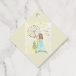 Önska på en dandelion liten flicka gåvor etiketter