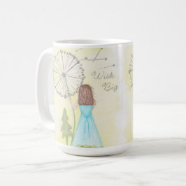 Önska på en dandelion liten flicka kaffemugg