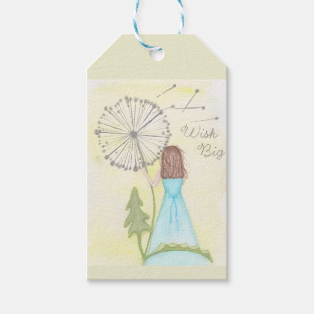 Önska på en dandelion liten flicka presentetikett (Framsidan)