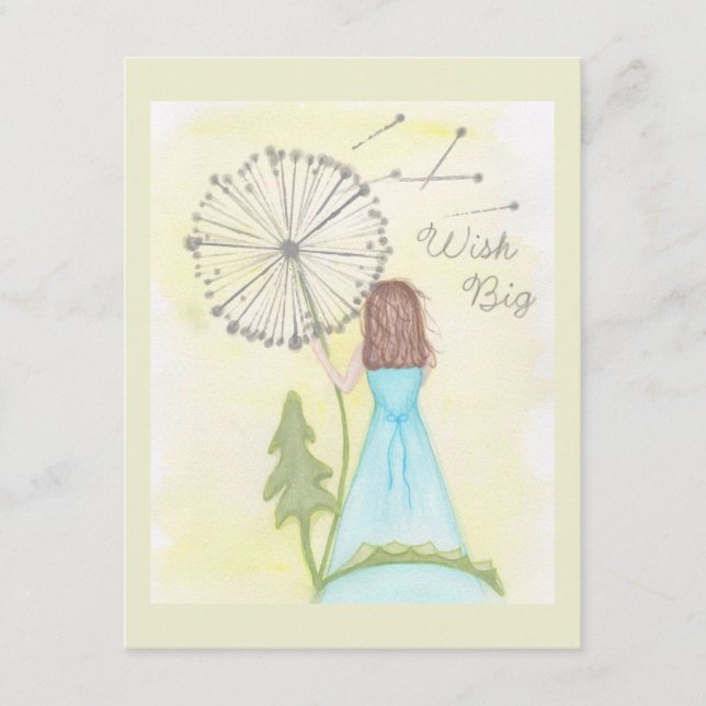 Önska på en dandelion liten flicka tilläggskort (Framsida)