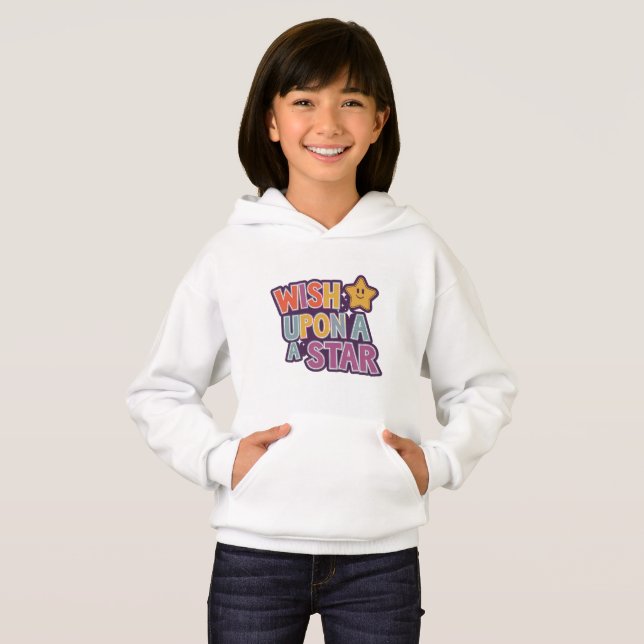 Önska på stjärna Kids Hoodie T Shirt (Hel framsida)