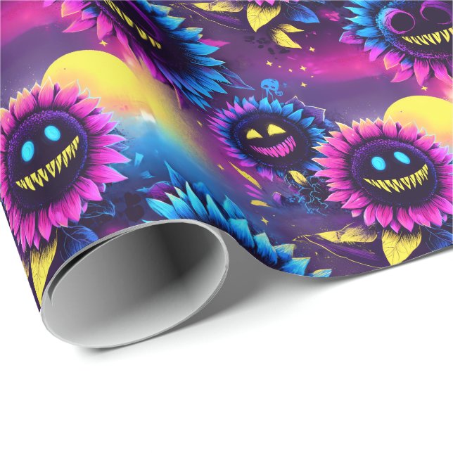 Onska solrosor - Creepy Cute Glow Ansikte Presentpapper (Rullad Hörn)