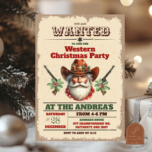 Önskad Cowboy Western Julfest Inbjudningar