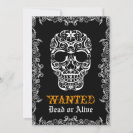 Önskad eller Alive Halloween Skull-inbjudan Inbjudningar