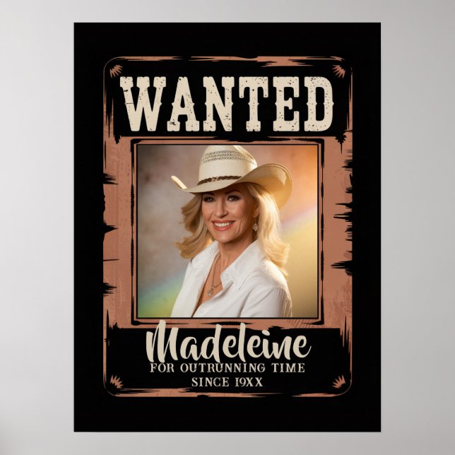 Önskad gammal vild västern rustic födelsedags välk poster (Framsidan)