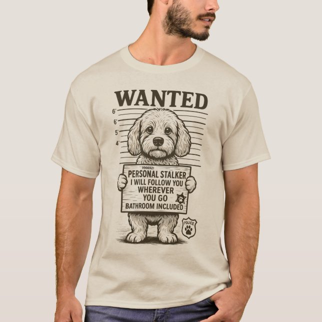 Önskad Rolig hund personlig stalker T Shirt (Framsida)