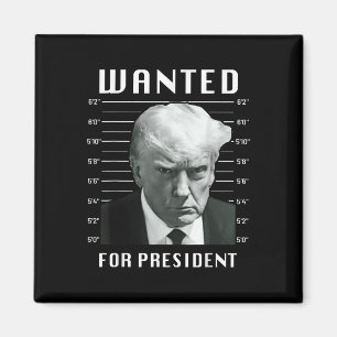 Önskad trump för president - Trump Mugg Shot Aldri Magnet