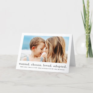 önskad vald älskad adopterad Minimal Foto Adoption Meddelande