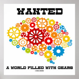 Önskad värld fylld med växlar, mekanisk hjärna poster