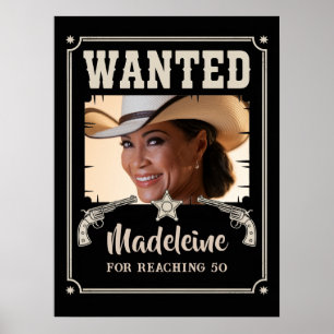 Önskad Vilda Västern Västern Rolig Foto Födelsedag Poster