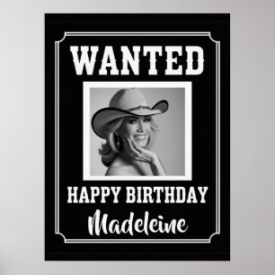 Önskad Vilda western Western Rustic Photo Birthday Poster