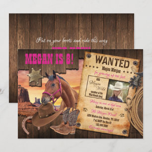 Önskad Western Cowgirl Inbjudan