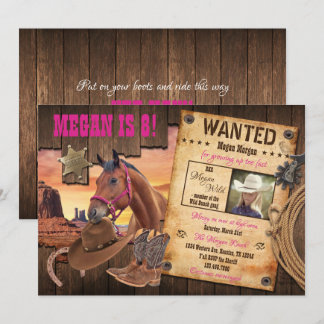 Önskad Western Cowgirl Inbjudan