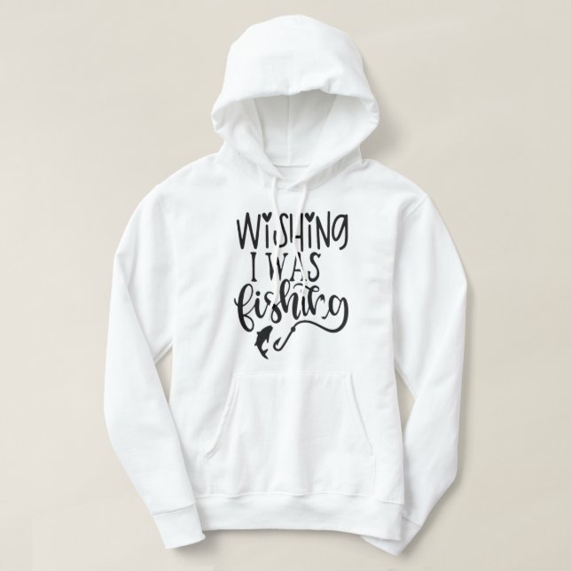önskade att jag fiskade hoodie (Design framsida)