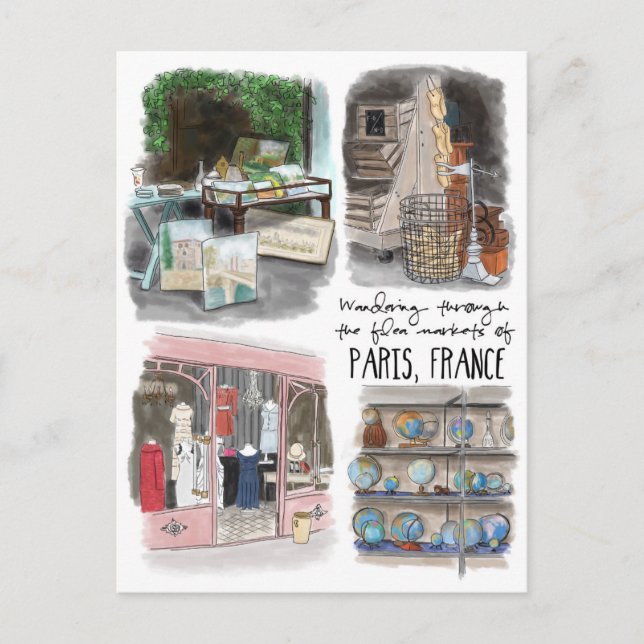 Önskan om Pariss Flea Markets - vykort (Framsida)